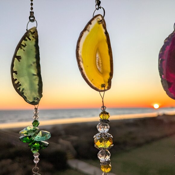 SET of 3 Suncatchers with protective and healing properties of agate & crystals - Picture 2 of 10